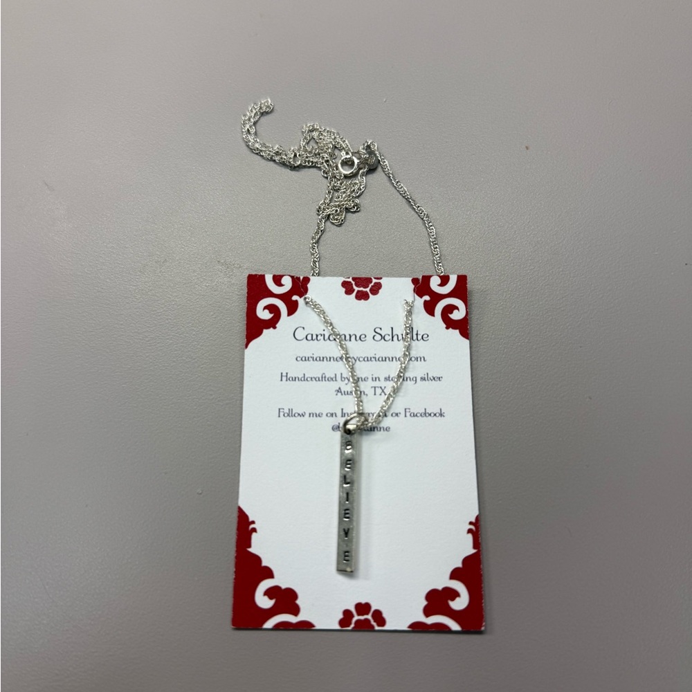 Carianne Schulte Believe Word Charm and Chain Sterling Silver Necklace